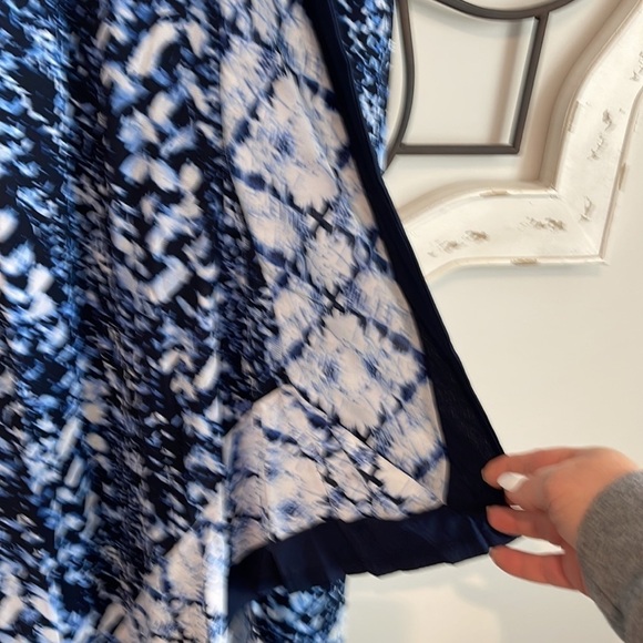 STYLE & CO. SLEEVELESS ASYMMETRICAL TIE DYED MIDI DRESS BLUE WHITE SIZE XS - Picture 6 of 12
